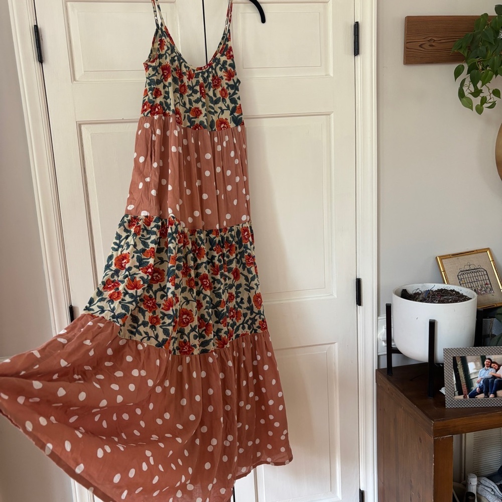 ROLLER RABBIT Rosetone Polka Dot Floral Tiered DAKOTA Maxi Dress NEW Size Small - Picture 9 of 16